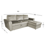 Kampinė sofa lova INGMAR smėlio spalvos aksomas - Image 7