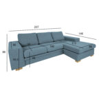Kampinė sofa DAGMAR šviesiai mėlyna - Image 2