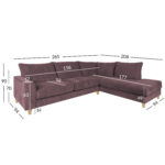 Kampinė sofa LAYLA RC, pilkšvai rožinė - Image 7