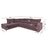Kampinė sofa LAYLA LC, pilkšvai rožinė - Image 7