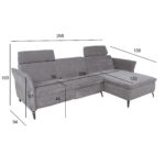 Kampinė sofa DAYTON RC, elektrinė, šviesiai pilka - Image 6