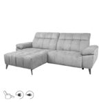 Kampinė sofa LUZERN LC, elektrinė, šviesiai pilka