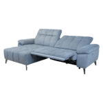 Kampinė sofa LUZERN LC, elektrinis atsilenkiantis minkštasuolis, melsvai pilka - Image 2