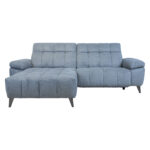 Kampinė sofa LUZERN LC, elektrinis atsilenkiantis minkštasuolis, melsvai pilka - Image 3