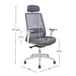Darbinė kėdė SANTO pilkas tinklinis audinys - Image 7