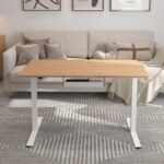 Rašomasis stalas ERGO su 1 varikliu 120x60xH73-121cm, ąžuolo/baltos spalvos - Image 11