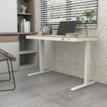 Rašomasis stalas ERGO su 1 varikliu 120x60xH72-121cm, ąžuolo/baltos spalvos - Image 9