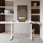 Rašomasis stalas ERGO LIGHT su 1 varikliu 120x60xH72,5-117,5cm, baltas - Image 5