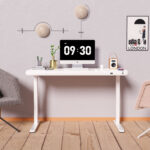 Rašomasis stalas ERGO FIT su 1 varikliu 122x62xH73,5-118cm, baltas - Image 9