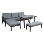 Sodo baldų komplektas DELGADO kampinė sofa, stalas ir suolas - Image 3