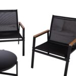 Sodo baldų komplektas CANAAN stalas, suolas ir 2 kėdės, juodos spalvos - Image 6