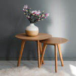 Šoniniai staliukai HELENA 2 vnt. rinkinys D40xH40cm, D50xH45cm, ąžuolas - Image 4