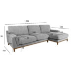 Kampinė sofa BASIL RC, pilka - Image 6