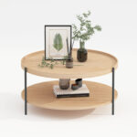 Kavos staliukas CINDY D80xH40cm, melamino ąžuolas - Image 2