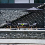 Sodo baldų komplektas HELSINKI 2 stalai, sofa, 2 kėdės, juodos spalvos - Image 6