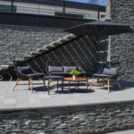 Sodo baldų komplektas HELSINKI 2 stalai, sofa, 2 kėdės, juodos spalvos - Image 7