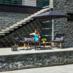 Sodo baldų komplektas HELSINKI 2 stalai, sofa, 2 kėdės, juodos spalvos - Image 10