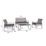 Sodo baldų komplektas VICTORIA stalas, suolas, 2 kėdės - Image 2