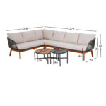 Sodo baldų komplektas TUXEDO kampinė sofa ir 2 stalai - Image 4