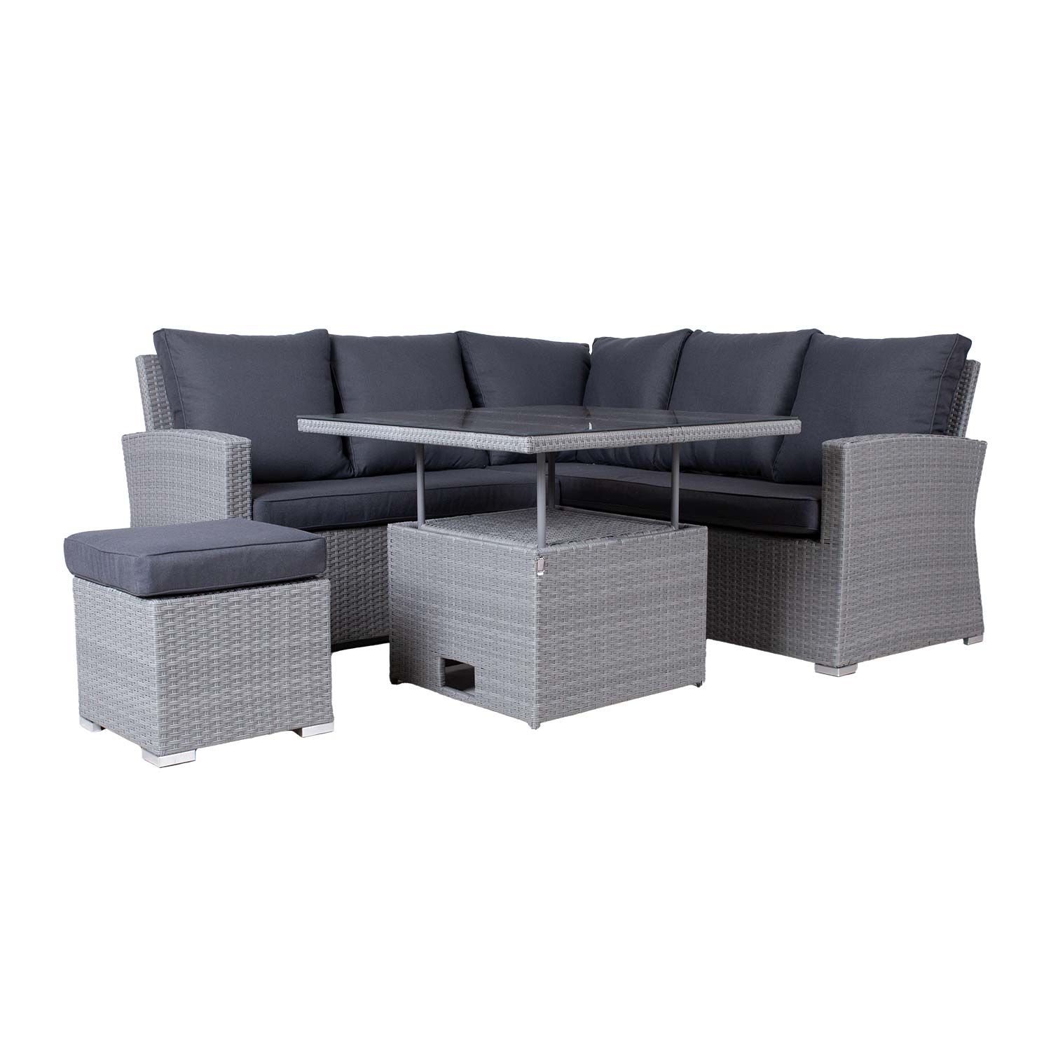 20599 Sodo baldų komplektas SAMUEL stalas, kampinė sofa ir pufas - Image 1