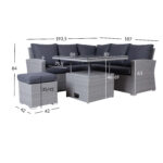 Sodo baldų komplektas SAMUEL stalas, kampinė sofa ir pufas - Image 6