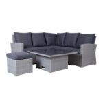 Sodo baldų komplektas SAMUEL stalas, kampinė sofa ir pufas - Image 2