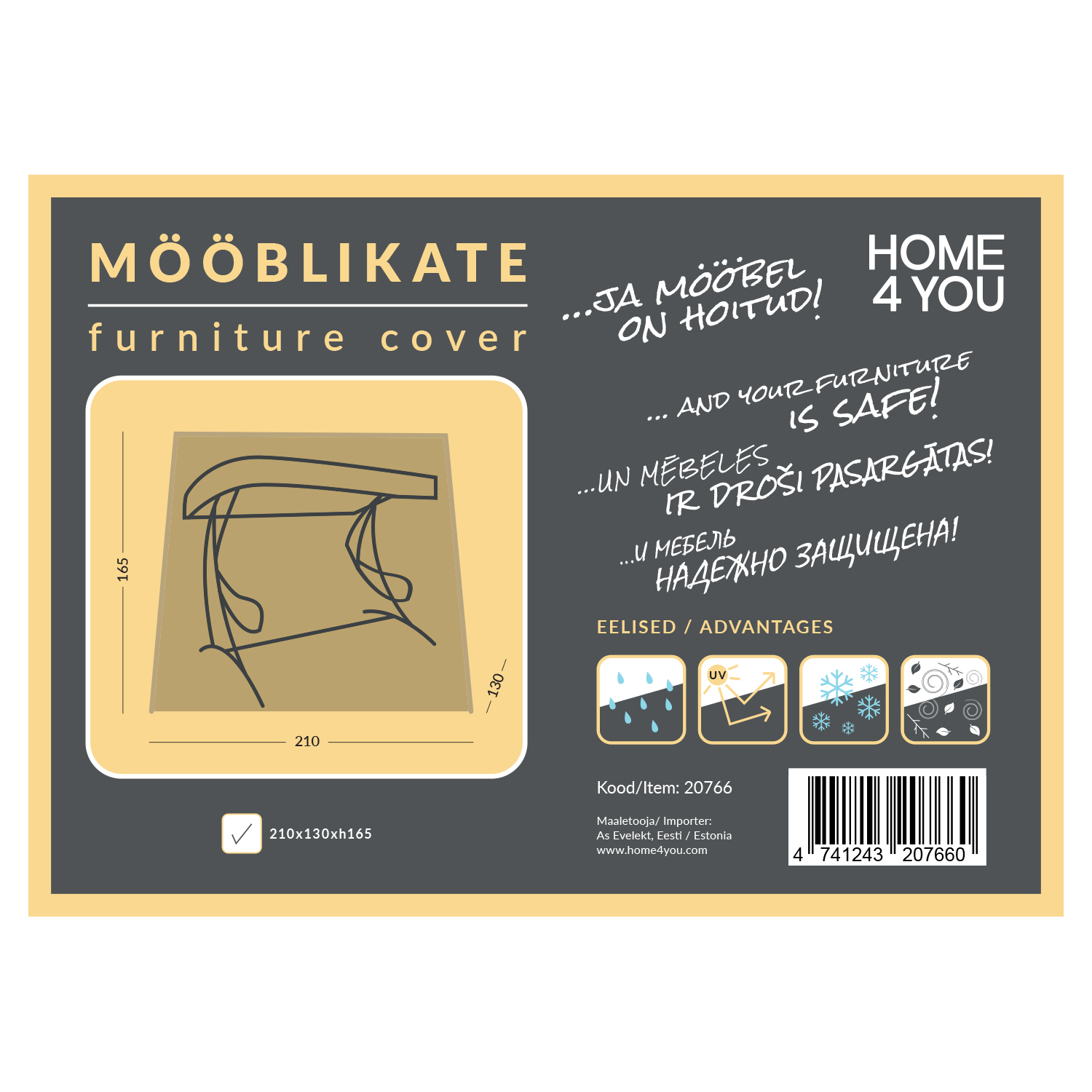 20766_05 Baldų dangtis 210x130x165cm, atsparus oro sąlygoms - Image 1