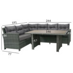 Sodo baldų komplektas PAVIA stalas, kampinė sofa, tamsiai pilka - Image 2