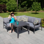 Sodo baldų komplektas ADRIAN stalas, kampinė sofa - Image 9