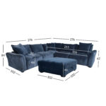 Kampinė sofa ir pufas DIVI tamsiai mėlyna - Image 7