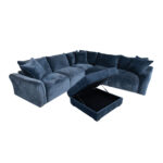 Kampinė sofa ir pufas DIVI tamsiai mėlyna - Image 2