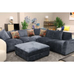 Kampinė sofa ir pufas DIVI tamsiai mėlyna - Image 10