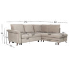 Kampinė sofa-lova LINDY RC, šviesiai ruda - Image 11