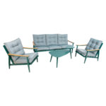 Sodo baldų komplektas CAVINE stalas, sofa ir 2 kėdės, žalias