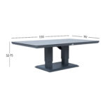 Stalas TOMSON 150x90xH52-75cm, tamsiai pilkos spalvos, su stiklo stalviršiu - Image 2