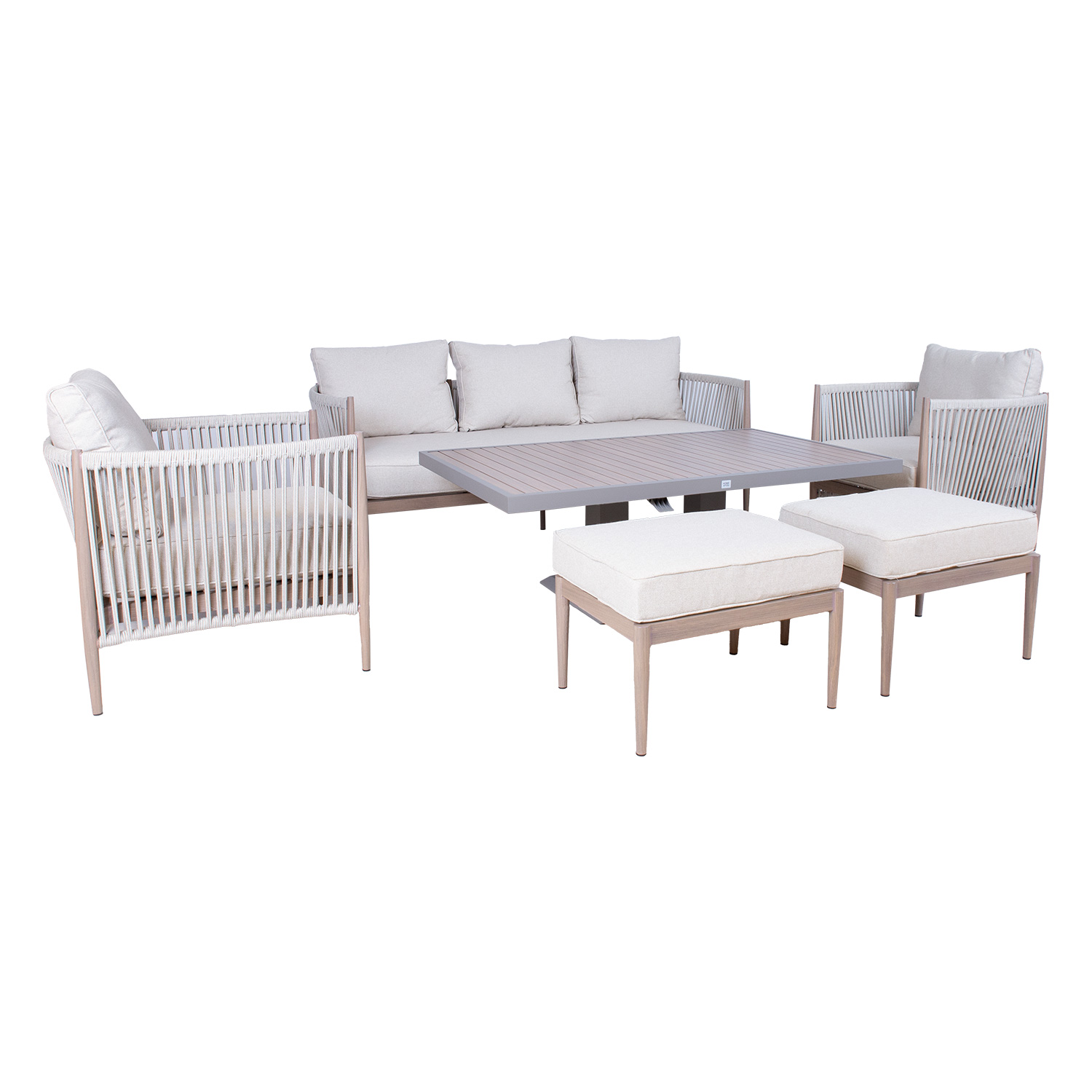 25145 Sodo baldų komplektas MEDINA 6 dalių, smėlio spalvos - Image 1