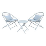 Balkono komplektas YOLANDA 2 kėdės ir stalas, šviesiai pilka