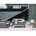 Sodo baldų komplektas CALISTA stalas, sofa ir 2 kėdės, pilkos spalvos - Image 5