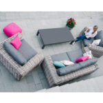 Sodo baldų komplektas CALISTA stalas, sofa ir 2 kėdės, pilkos spalvos - Image 6