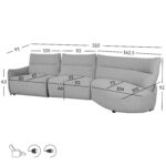 Kampinė sofa CANNES RC, elektrinis minkštasuolis, pilka - Image 6