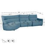 Kampinė sofa CANNES LC, elektrinė, pilkšvai mėlyna - Image 6