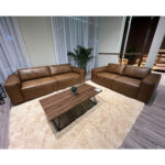 Sofa BURTON 3 vietų, ruda oda - Image 7