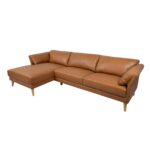 Kampinė sofa COLLINS LC, konjako rudos spalvos oda - Image 3