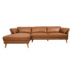 Kampinė sofa COLLINS LC, konjako rudos spalvos oda - Image 4