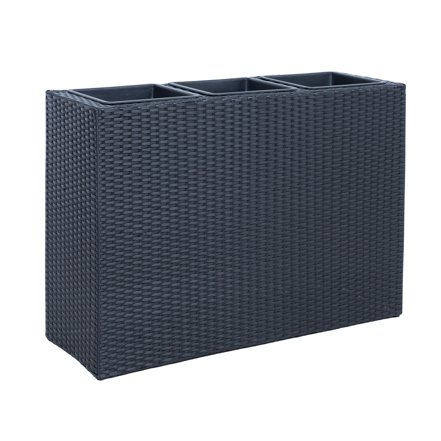 35128 Gėlių dėžutė WICKER 84x30xH62cm, juoda - Image 1