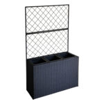 Gėlių dėžutė WICKER su grotelėmis 83x29xH55/146cm, juoda