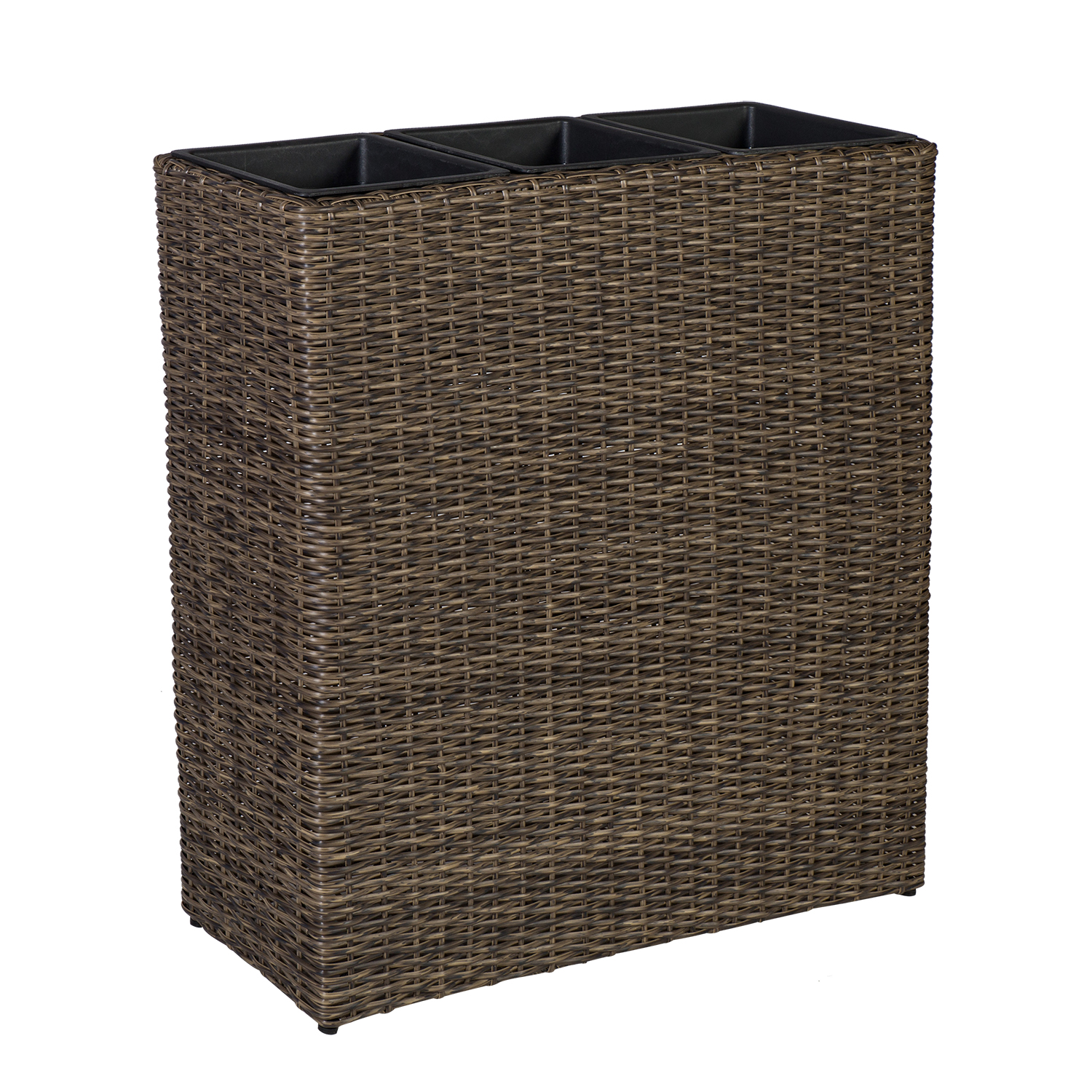 35161 Gėlių dėžutė WICKER 77x27xH80cm, tamsiai ruda - Image 1