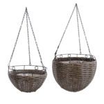 Pakabinamų vazonų rinkinys 2vnt WICKER D30xH27cm, D25xH15cm, tamsiai rudos spalvos - Image 2