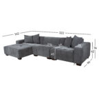 Kampinė sofa DAHLIA LC, pilka - Image 8