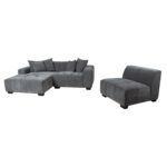 Kampinė sofa DAHLIA LC, pilka - Image 5
